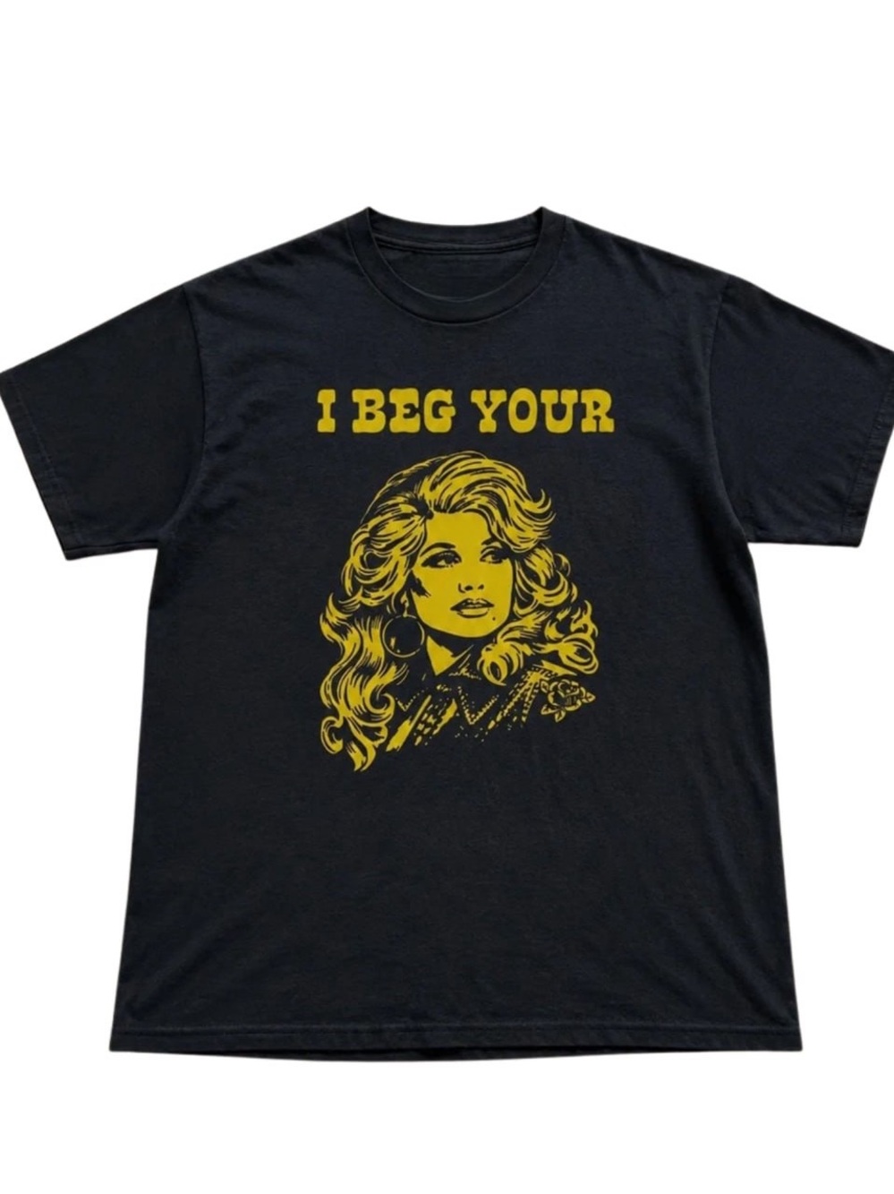 Black Women's Tee with Yellow Retro Portrait Graphic